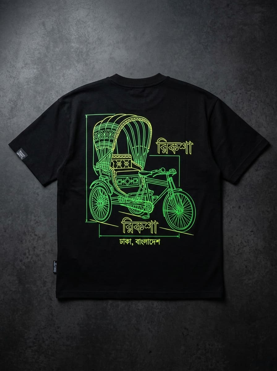 Neon rickshaw artwork inspired by Bangladesh street culture